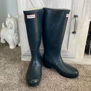 Hunter Black Unisex Original Tall Boots Mens 6 Ladies 7